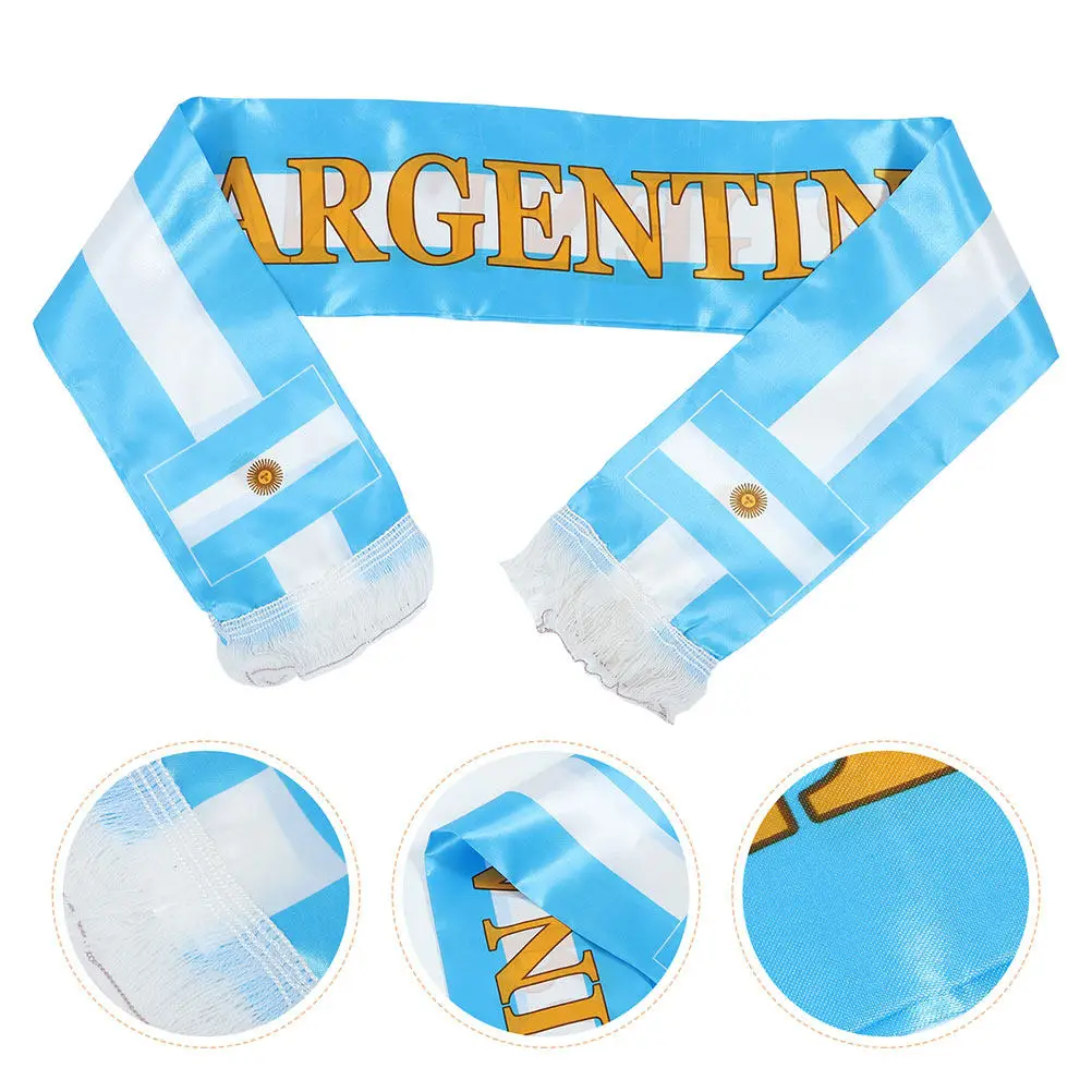 4Pcs Soccer Fan Scarves National Team Traditional Football Knit Scarf Cheerleading Accessory Sports Event Argentina Flag