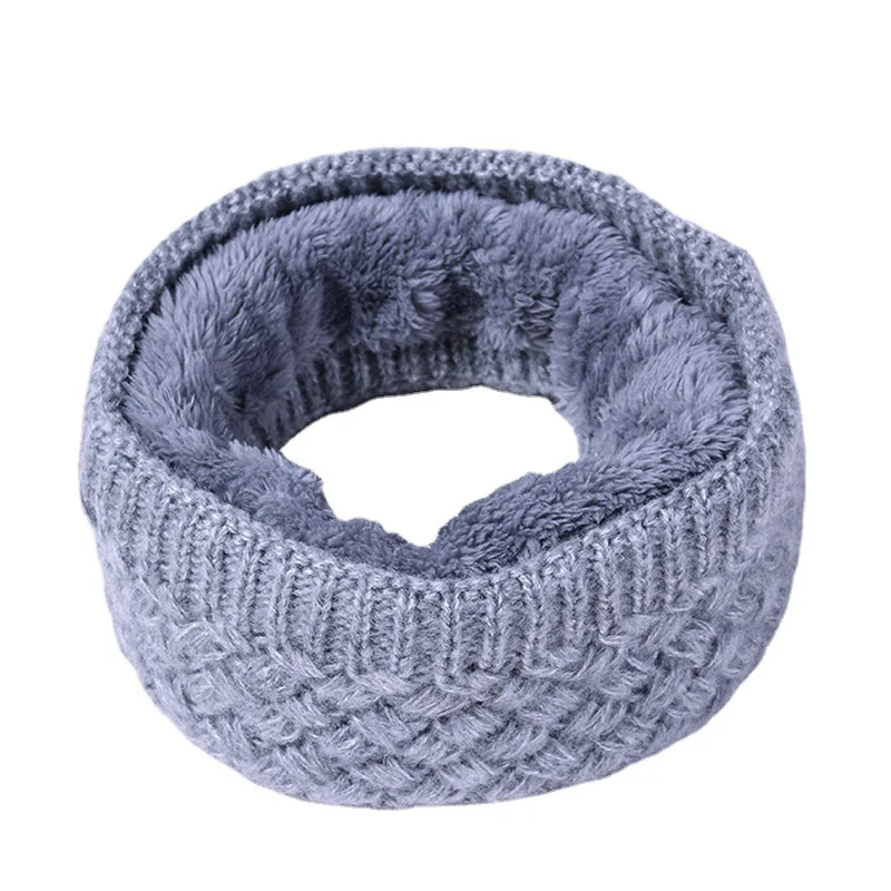 Winter Outdoor Cold-proof Scarf Boys and Girls Warm Knitted Neck Protection Solid-color Wool Plush Thick Neck Cover