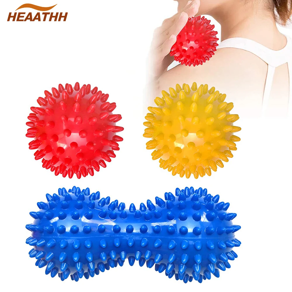 3Pcs Peanut Hedgehog Balls Trigger Point Spiky Massager Foot Massage Ball Plantar Fasciitis Yoga Muscle Relax Acupoint Massage