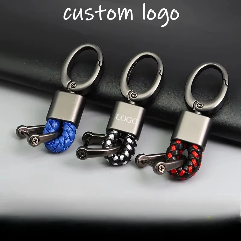 Keychain Braided Rope Vachette Clasp Microfiber Laser Engraved Custom Logo Cowhide Leather Car Key Chain Vintage Keyring Gift