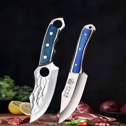 Butcher Knife Hand Forged Boning Knife with Sheath Stainless Steel Kitchen Chef Knife Mongolian Meat Cleaver Kitchen Supplies