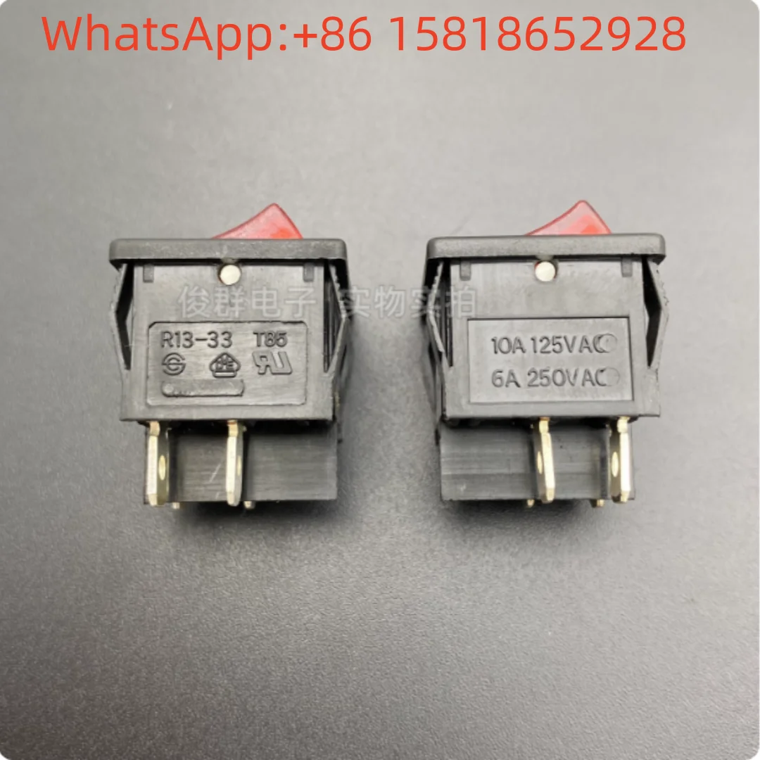 5 قطع تايوان الجديدة SCI R13-33 زر مفتاح الطاقة على شكل سفينة الروك مع ضوء 4 دبوس 2 موقف 6A زر مربع على شكل سفينة #2