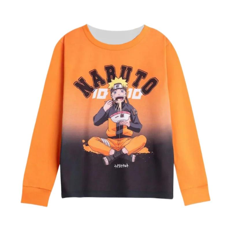 Naruto Uzumaki Anime Print Pajama Set Adults Kids Sweatshirt & Sweatpants 2Pcs Soft Comfy Loose Casual Family Autumn Winter Set