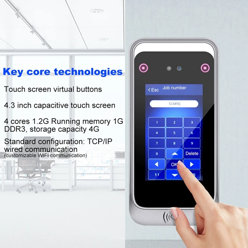 TCP/IP Wifi Dynamic Facial Face Recognition Time Attendance Access Control Machine Card Reader Empolyee Recorder System