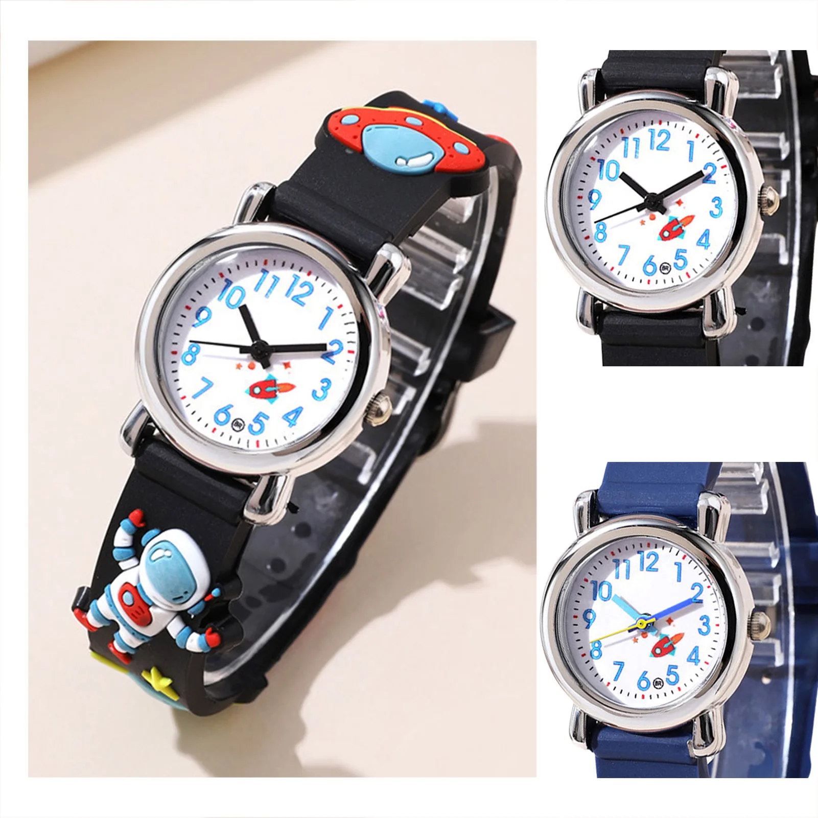 어린이 석영 손목시계 읽기 쉬운 유치원 유아용 시간 학습 시계 소년 소녀용