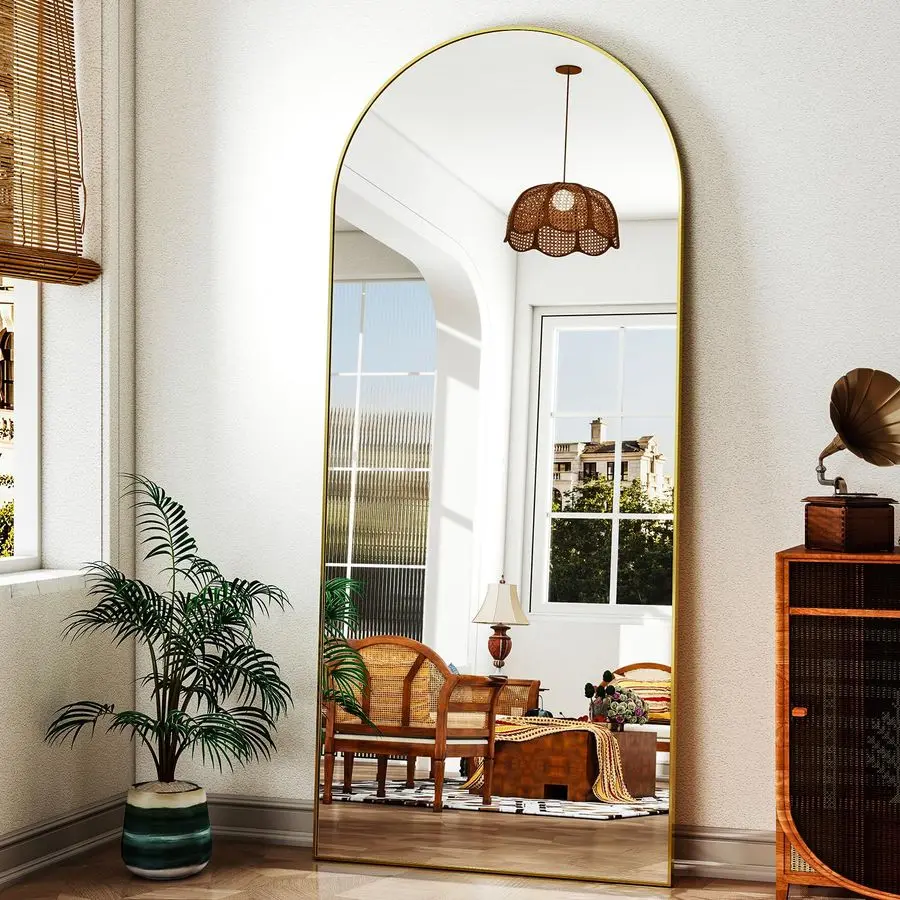 

Extra Large Arched Full Length Mirror Leaning Mirror Arch WallMounted Mirrors Aluminum Alloy Frame Modern Simple Home Decor for