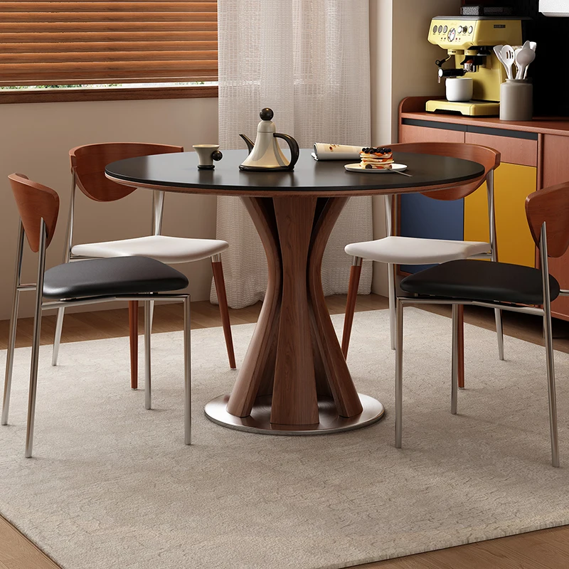 Mid Century Round Dining Table Small Chairs Wood Designer Dining Table Children Poker Mesas De Comedor Living Room Furniture view 4