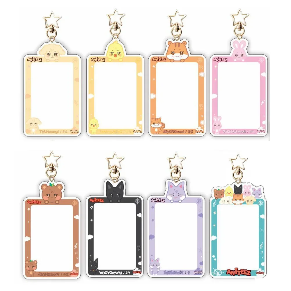 KPOP ATEEZ Merch Keychain for Women Men Kawaii Fashion Acrylic Photo Frame Key Ring Holder Gifts Car Bag Charm Accessories