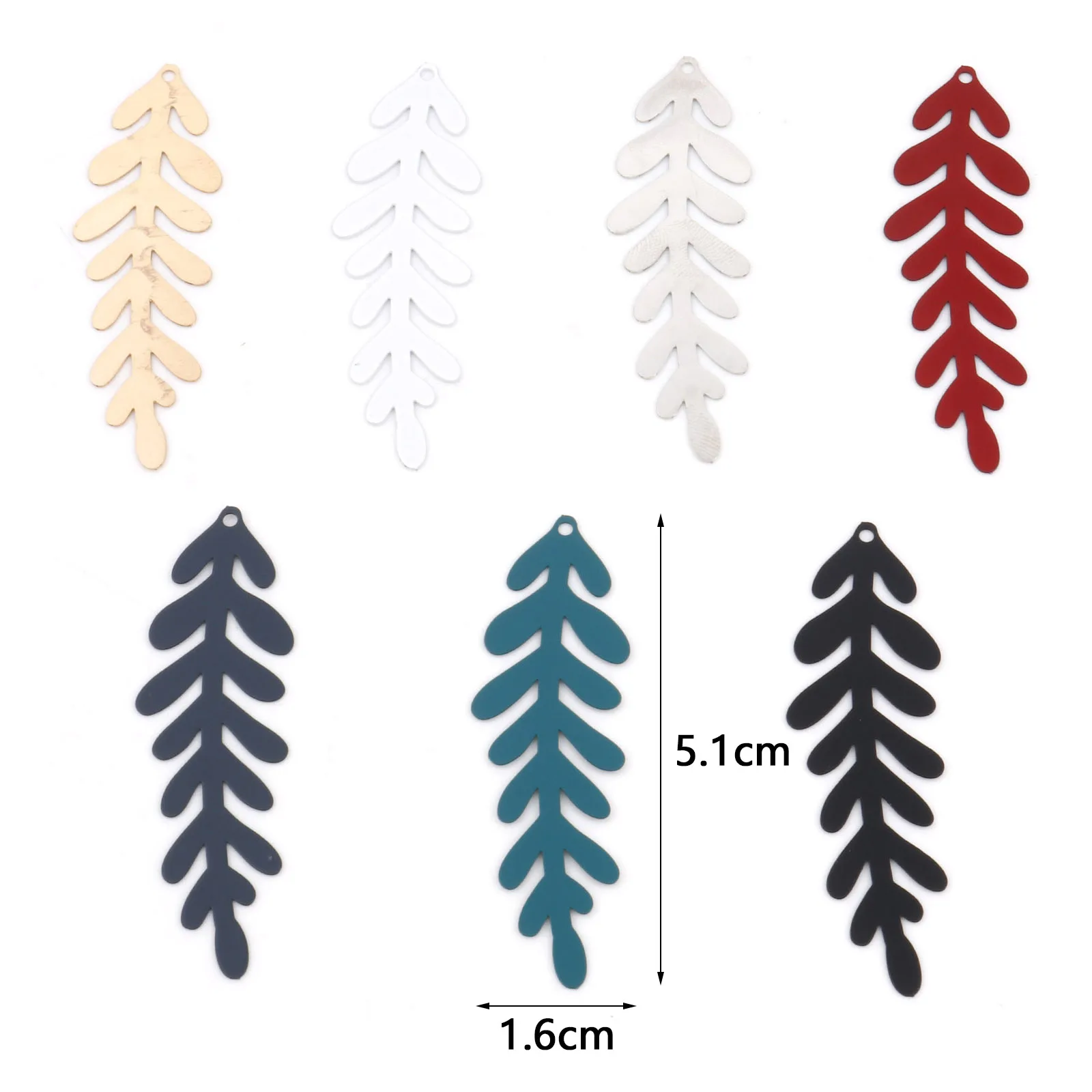 Fashion Iron Alloy Flora Collection Pendants Multicolor Leaf Painted Charms DIY Necklace Earrings Jewelry 5.1cm x 1.6cm,10PCs