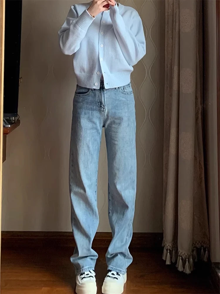 

Мужские джинсы прямого кроя для похудения, с высокой талией, в американском ретро-стиле, износостойкие, длинные брюки, молодежная мода, весенний сезон