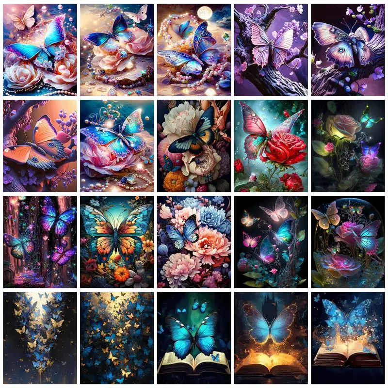 SDOYUNO Painting By Number Adults Illusionary Butterfly Diy Crafts Canvas Art Painting Funky Home Decor Items