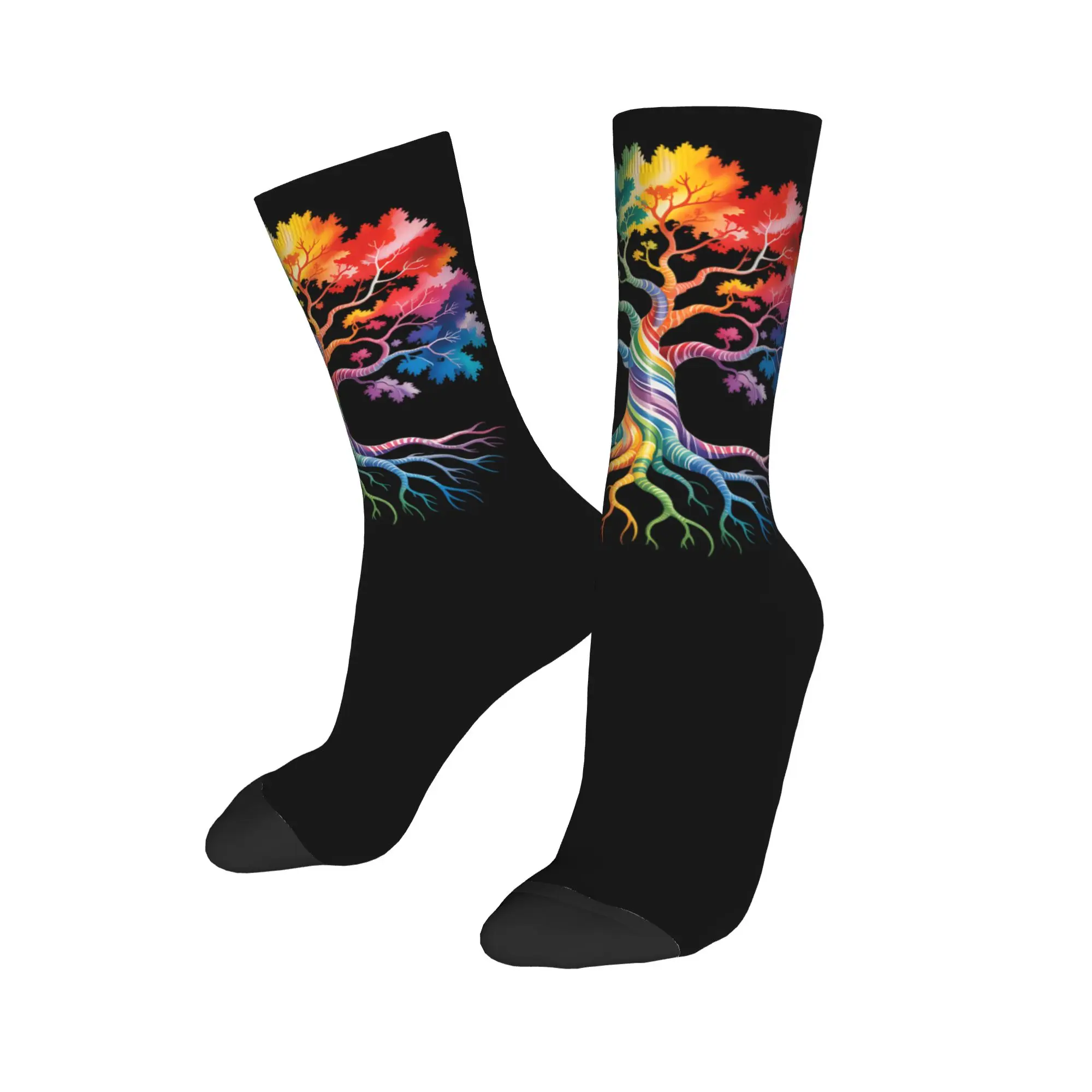 Tree Life Rainbow LGBT Gay Pride Flag Ally Socks Men's Women's Polyester Casual  Socks Novelty Spring Summer Autumn Winter Socks
