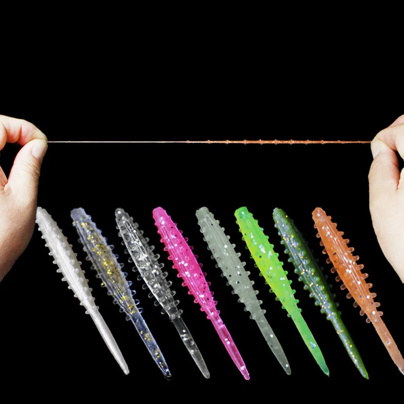 Señuelos de Pesca de 37mm y 0,2g, cebo de gusano suave, plástico, Swimbait, Jigging, cebos artificiales, pesca de raíz, 10 unidades por lote