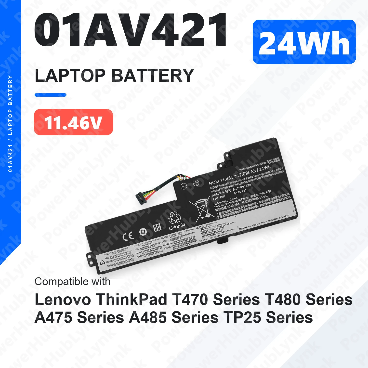 01AV421 11.46V 24Wh Laptop Battery For Lenovo ThinkPad T470 T480 A475 A485 TP25 01AV489 01AV420 01AV419 SB10K97576 SB10K97578