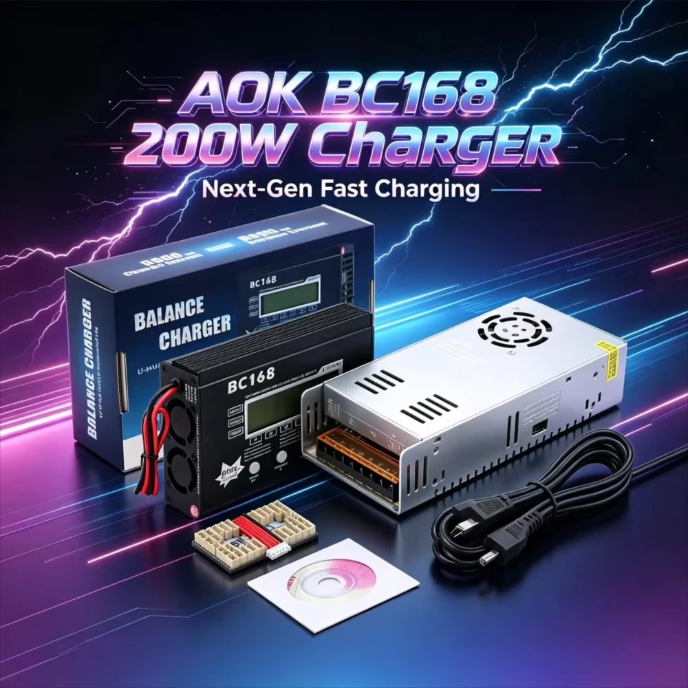 AOK BC168 1-6S 8A 200W 8000mA Current LCD Display Intelligence Balance Charger/Discharger 30A Power Adapter