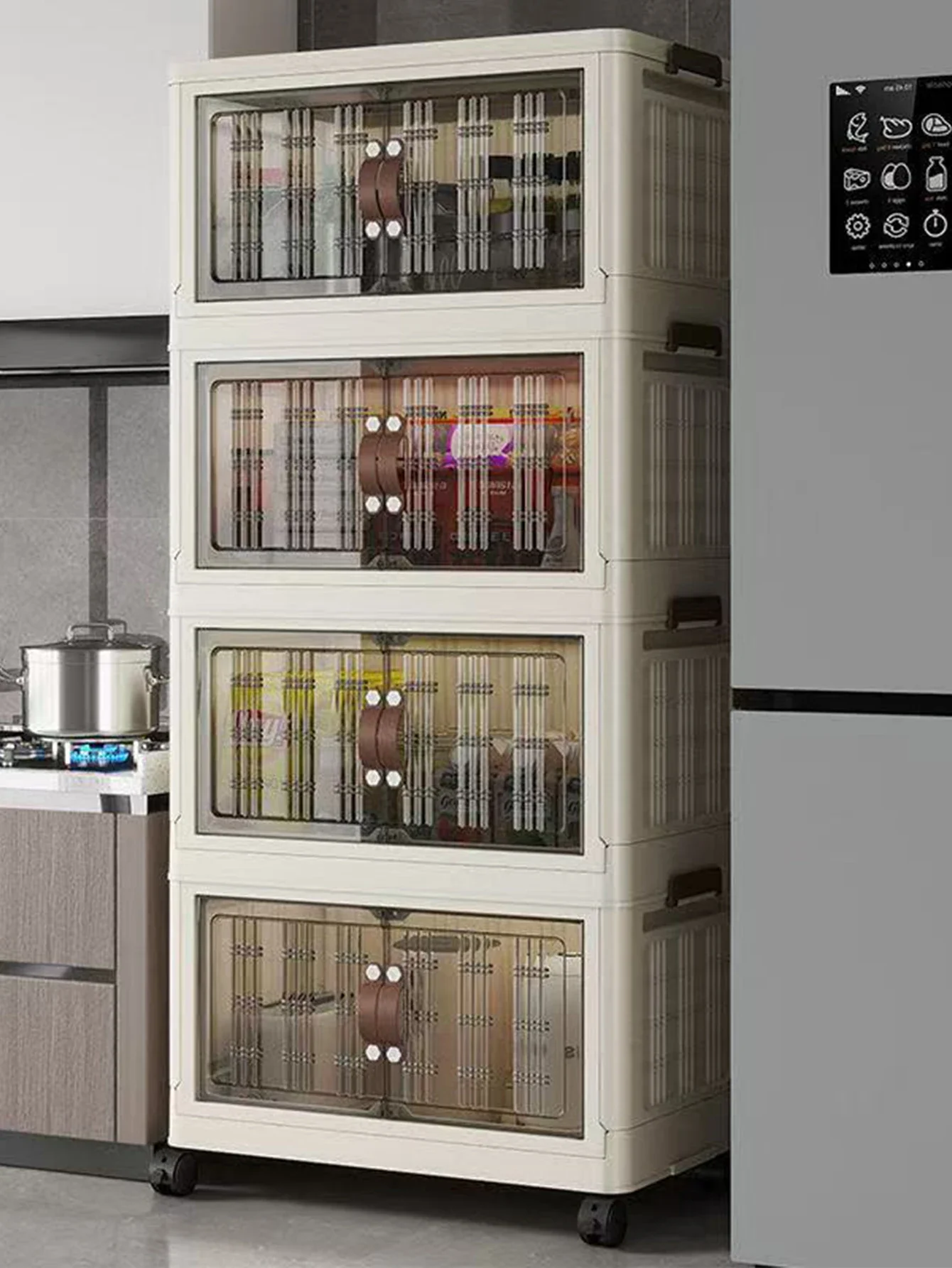 

White Folding Storage Cabinet Multi-layer Closet Organizer Multiscene Folding Locker for Home Organization