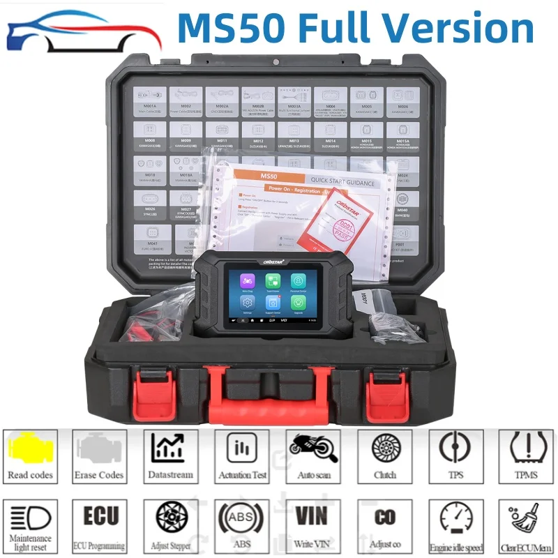 

Комплект OBDSTAR MS50 STD 2025, полностью интеллектуальный диагностический инструмент для мотоциклов, поддержка двигателя программирования IMMO, бесплатное обновление онлайн