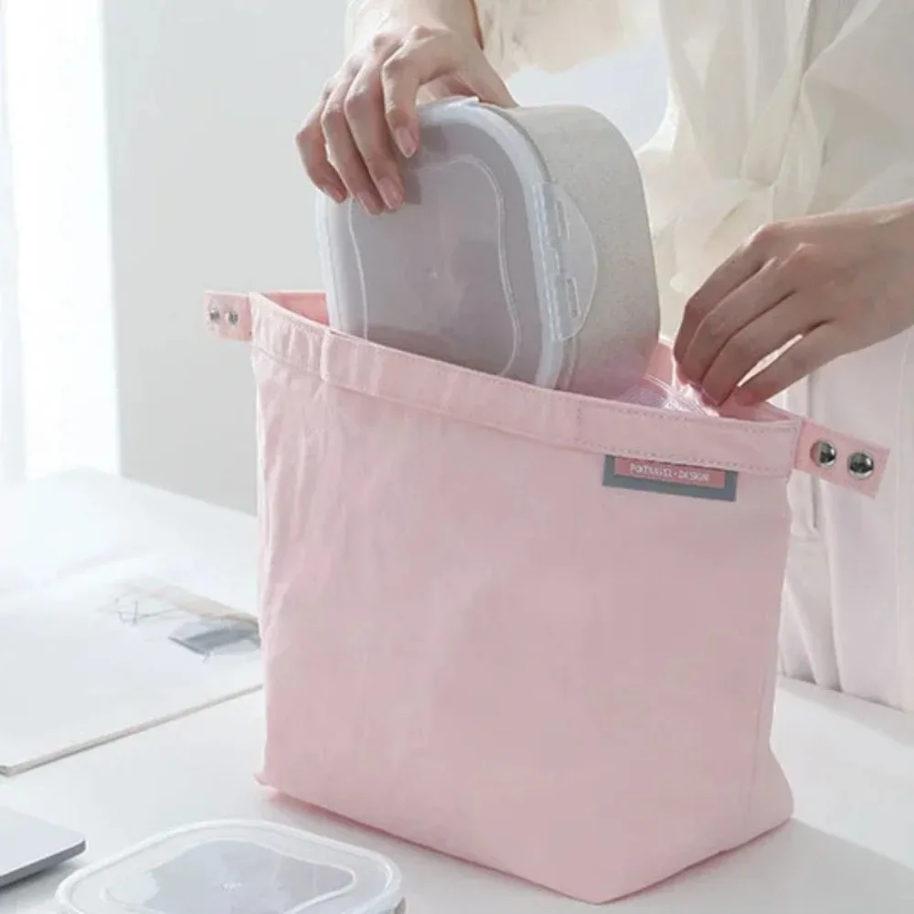 Quality Large Capacity Lunch Bag Waterproof Solid Color Breakfast Box Bags with Handle Fresh-keeping Pouch Students