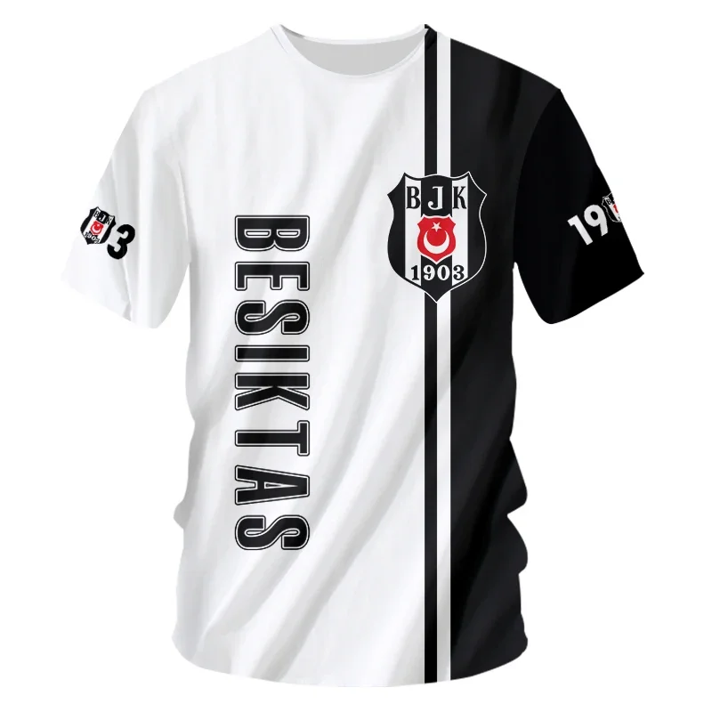 Besiktas Shirt 3D Printed Football Club Design Graphic T Shirts Y2k Summer Turkey Istanbul CASUAL Oversized T-shirt Dropshipping