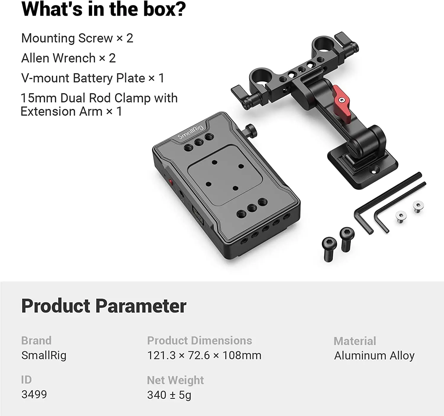Smallrig Vバッテリー アダプター プレート 3499