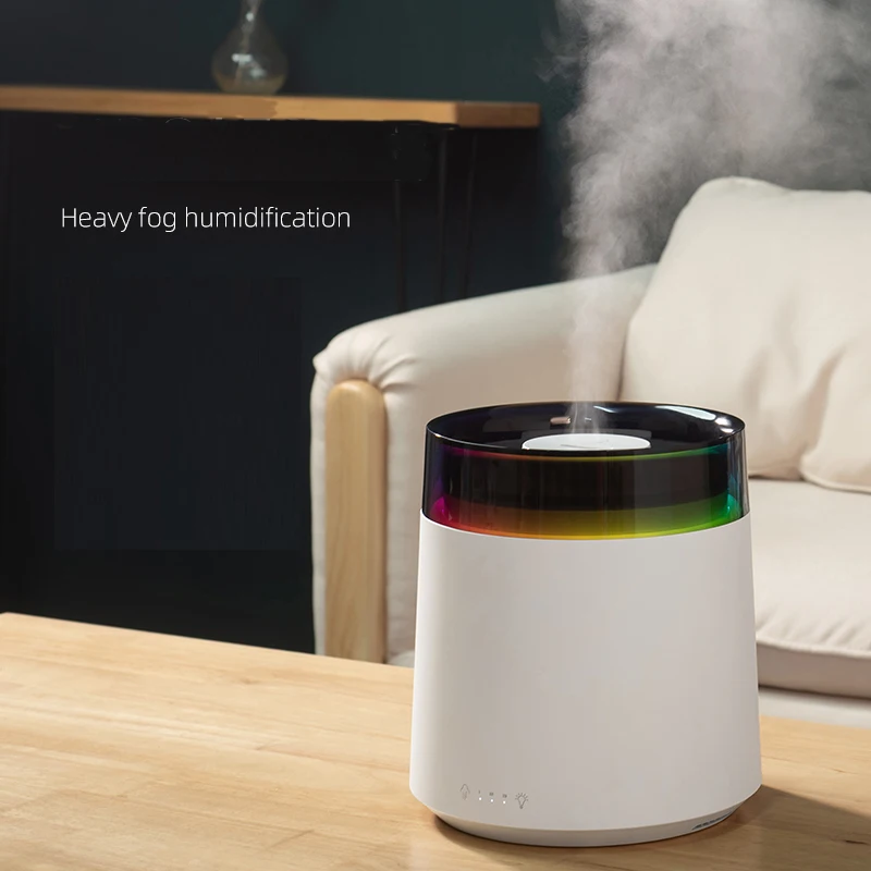 Humidificador de Aire Doméstico Inteligente y Portátil de 3L con Largo Tiempo de Pulverización, Gran Tamaño, Humidificación de Tres Niveles con Luz Nocturna Colorida