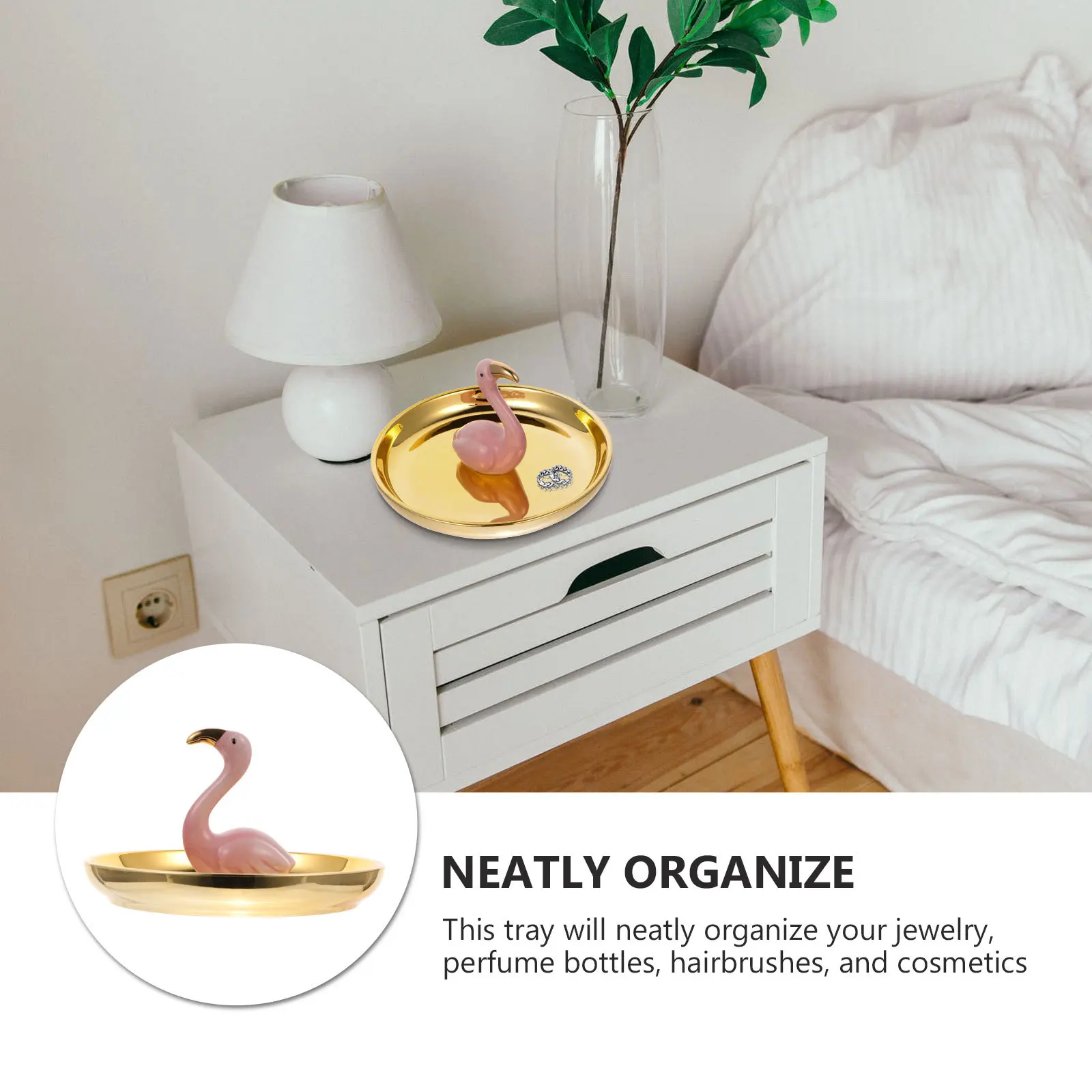 

Flamingo Jewelry Tray Ring Dish Holder Earrings Display Trinket Home Decor Necklace Plate