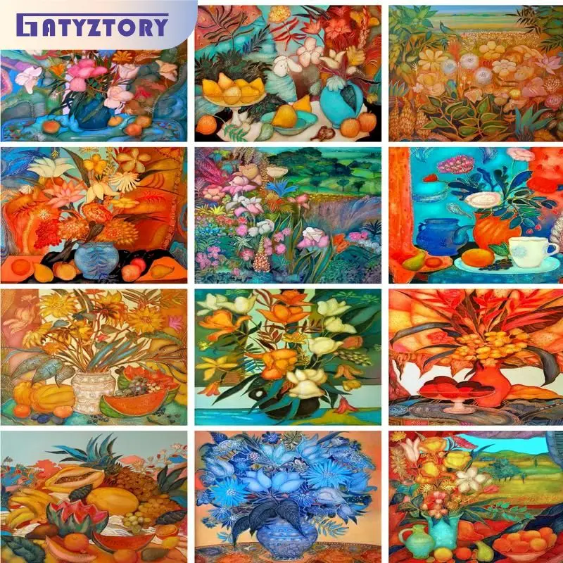 

GATYZTORY Modern Diy Painting By Number Flowers Acrylic Paint For Crafts Diy Gift Marker By Numbers Handpainted On Canvas 60x75c