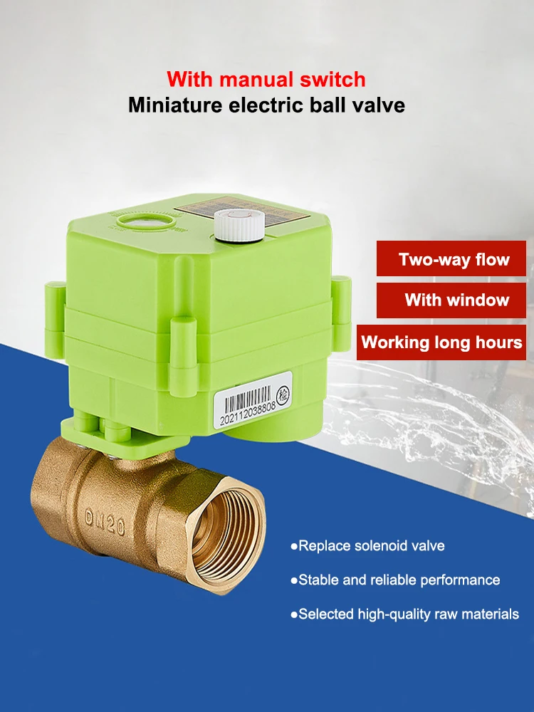 

Electric Ball Valve With Manual Switch 2 Way Brass Ball Valve With Actuator IP65 Female Thread Motorized Valves DC12V 24V AC220V