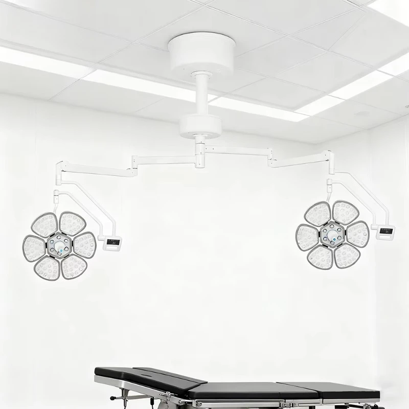 Wall-mounted/ceiling-mounted electric LED shadowless surgical lamp with a high color rendering index of 98 for procedures