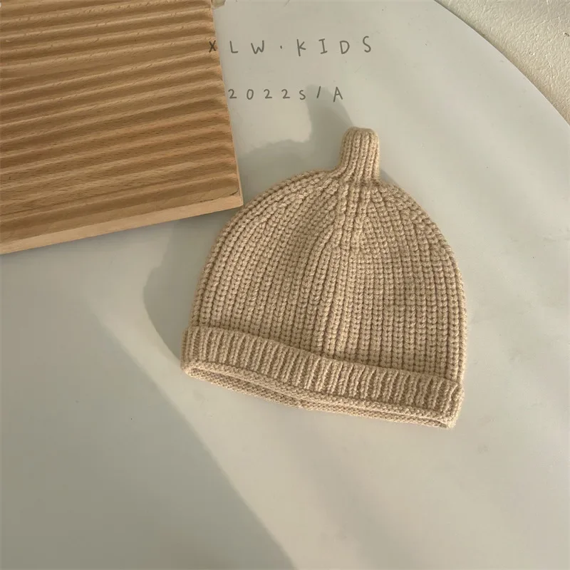 Korean Fashion Nipple Baby Hats Candy Color Wool Caps for Kids