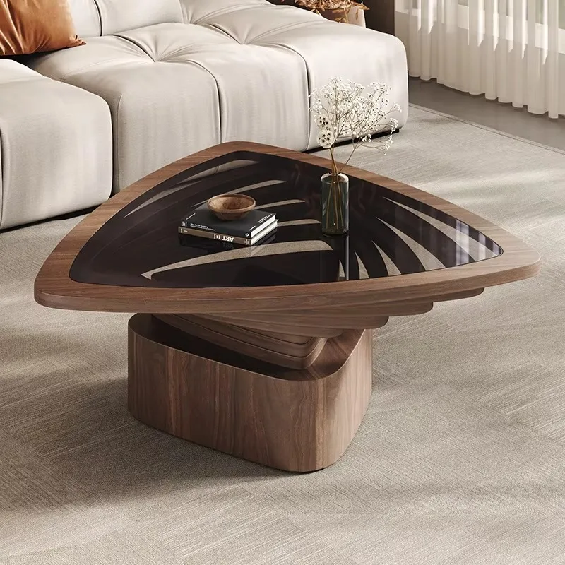 Nordic Triangle Coffee Table Designer Art Creativity Small Living Room End Tables Black Glass Mesa De Centro Sala Furniture Home