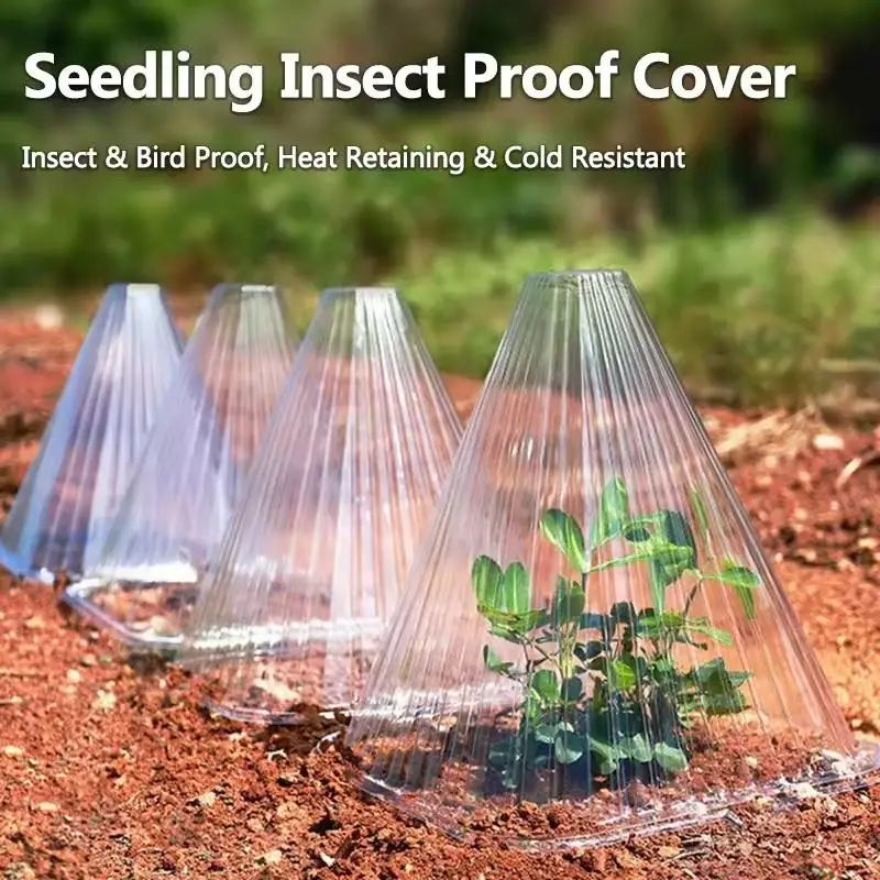 [SL]Conical Seedlings Protective Cover Plastic Plant Nursery Lid Cold Proof Prevent Birds Snails Damage Seedlings Pest Proof