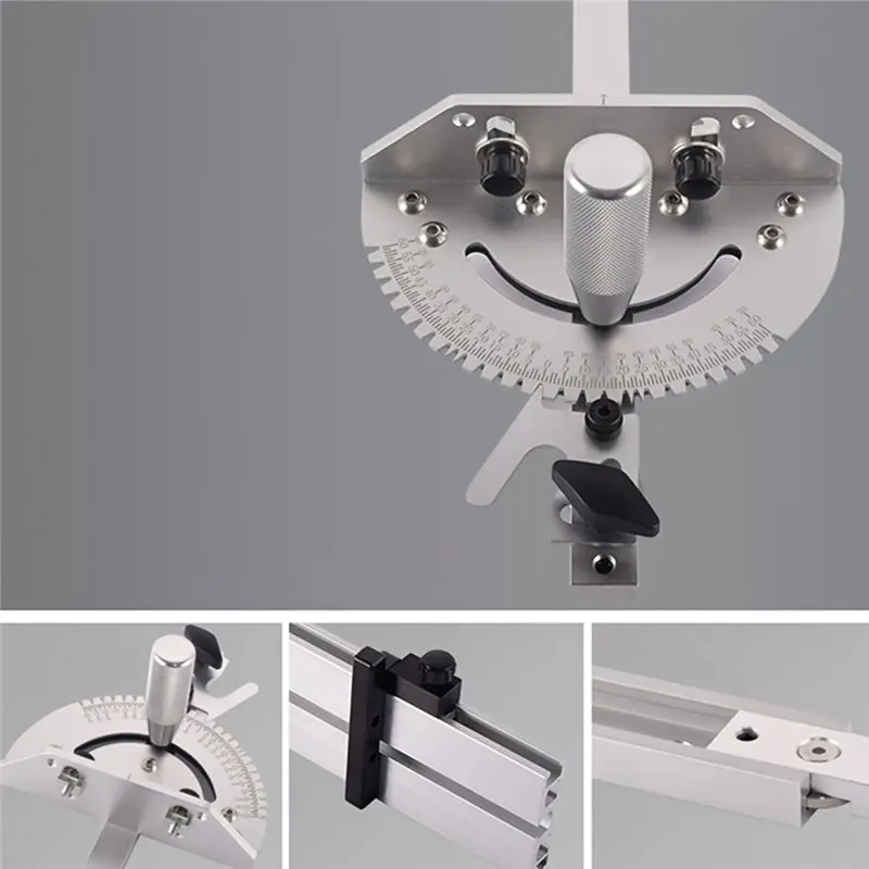 Adjustable Angle Push Handle Disc Slide Aluminum Ruler Push Bandsaw Inverted Trim Woodworking DIY Auxiliary Tool 410Mm