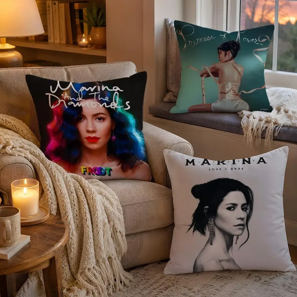 Music Album M-Marina And The Diamonds Cushion Cover Pillow Cover Soft Plush Fabric Removable Washable Sofa Chair Bed Decoration