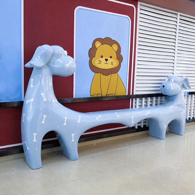 

Y854 Shopping Mall furniture Cartoon dog stool bench other commercial outdoor furniture garden public leisure waiting chair