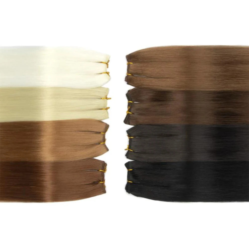 Straight Hair Bundles Extensions Smooth Hair Weaving 26Inch Super Long Synthetic Straight Hair Bundles Full to End