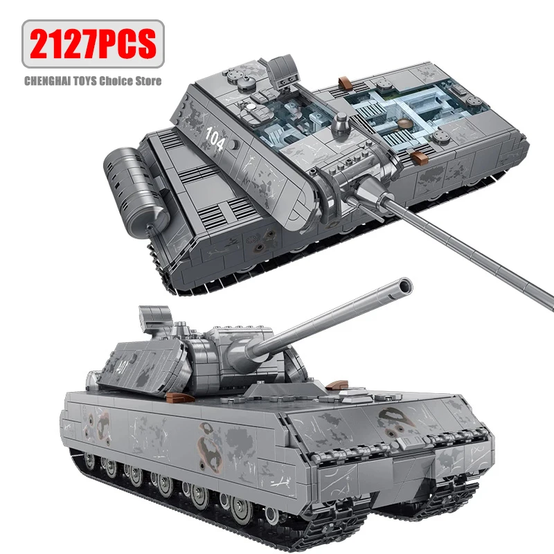 WW2 Military Series Large German Rat Heavy Tank Building Blocks Model Sets MOC Army Weapon Soldier Bricks Kids Toy Boys Gifts