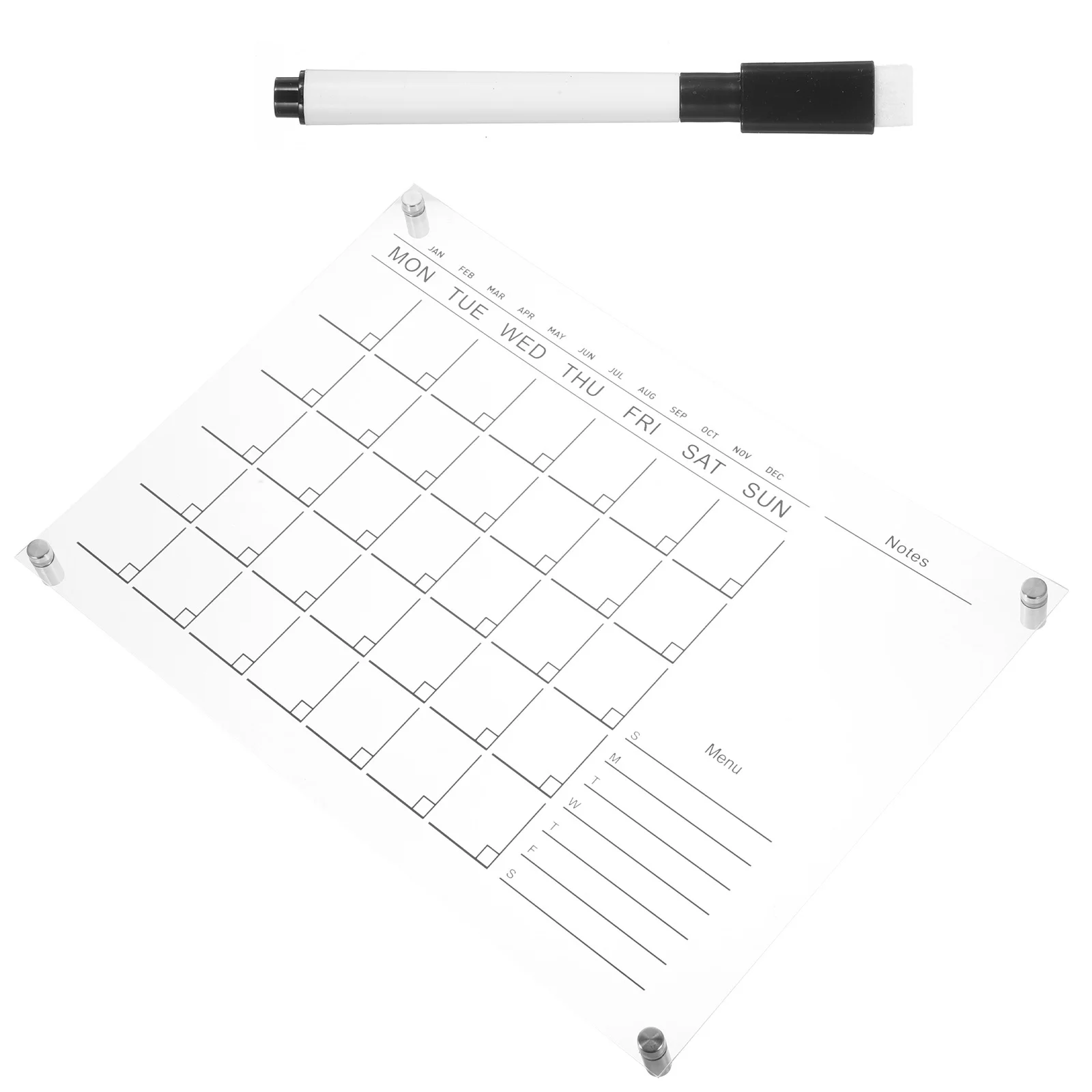 

1Set Hanging Acrylic Calendar Clear Dry Erase Board Practical Weekly Planner for Home Store Restaurant Use Acrylic Calendar