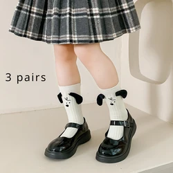 3 Pairs of Children's Cute Puppy Ins Series Trend Three-dimensional Ears Boys and Girls Spring and Autumn Cotton Mid-tube Socks