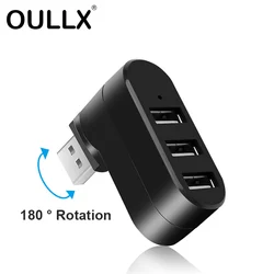 USB 3.0 Port HUB 180° Rotation Adapter Extender Mini Splitter Box 1 to 3 Ports High Speed USB 2.0 for PC Computer Laptop Desktop