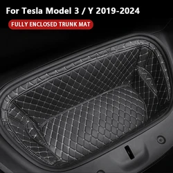 For Tesla Model 3 Y Car Trunk Storage Pad Leather Front Rear Trunk Mat Full Cover Cargo Liner Protector Car Interior Decoration