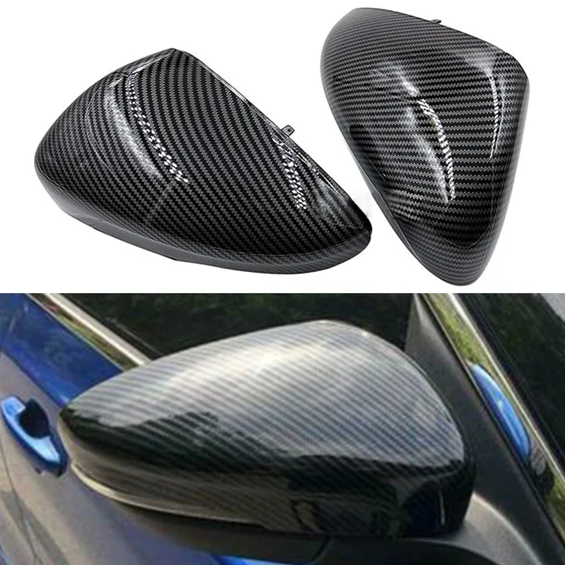 2pcs Auto Carbon Fiber Rear Mirror Cover Shell Cap Housing For Ford Focus 2019 2020 European Version