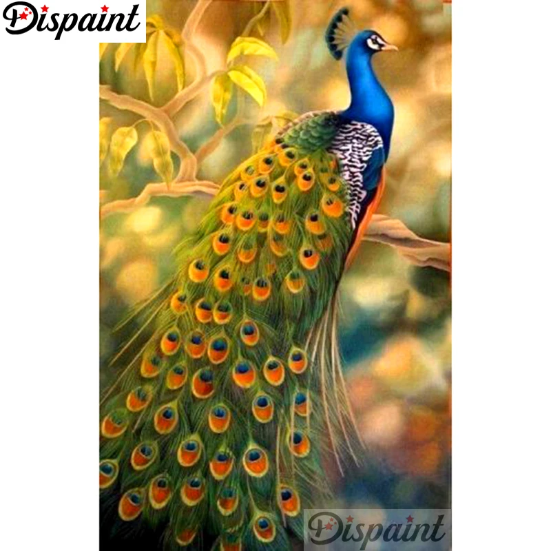 

Dispaint Full Square/Round Drill 5D DIY Diamond Painting "Animal peacock" Embroidery Cross Stitch 3D Home Decor A10832