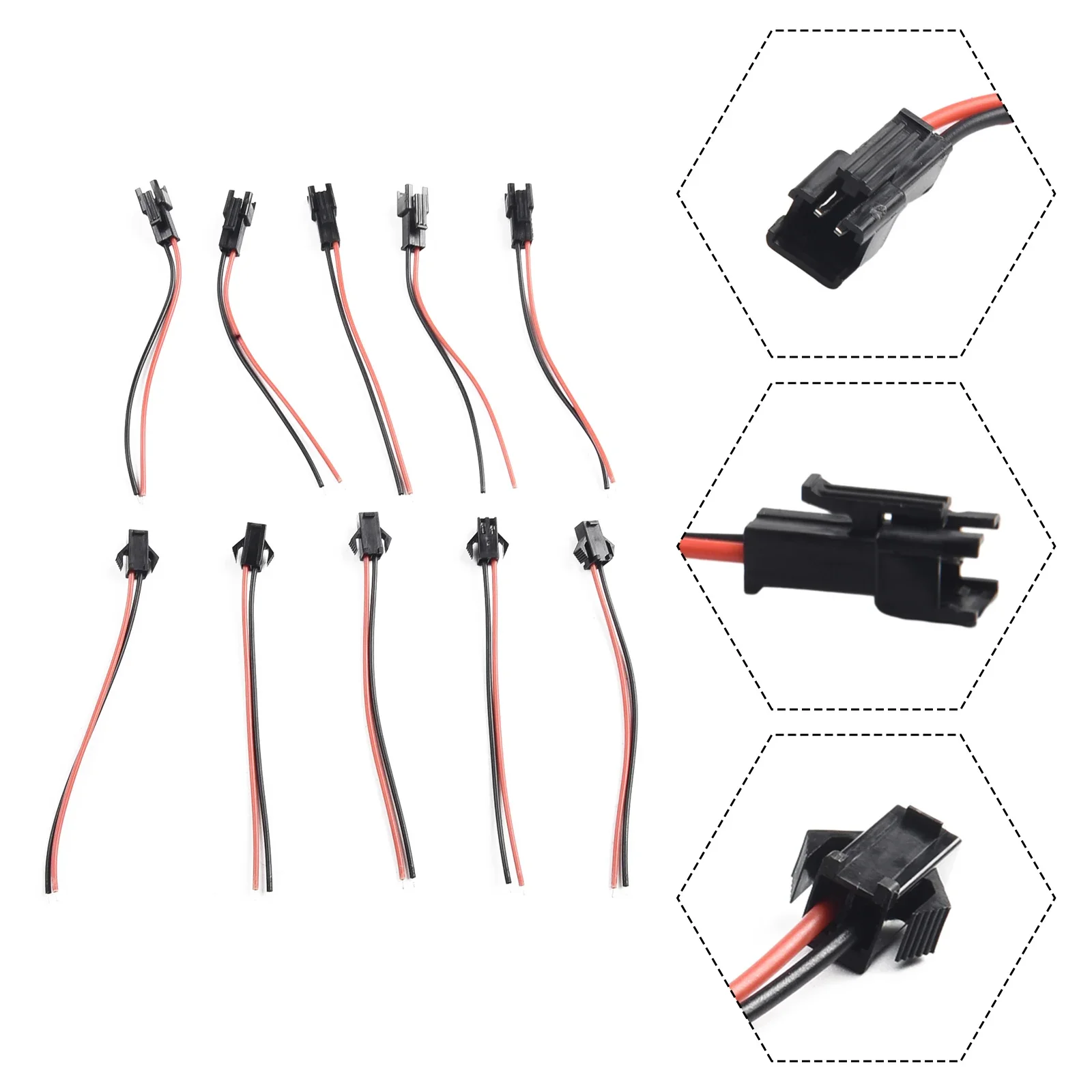 5/10 Pairs SM SM 2-Pin 2P Connector Plug Male Female Head Wires Cables LED Strips Lamp Driver Connectors Cable Adapter