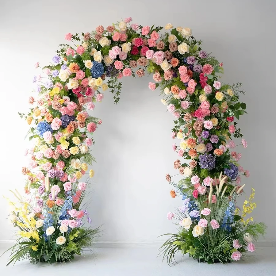 

Custom Silk Colorful Flower Wedding Flower Backdrop Flower Arch for Wedding Decor