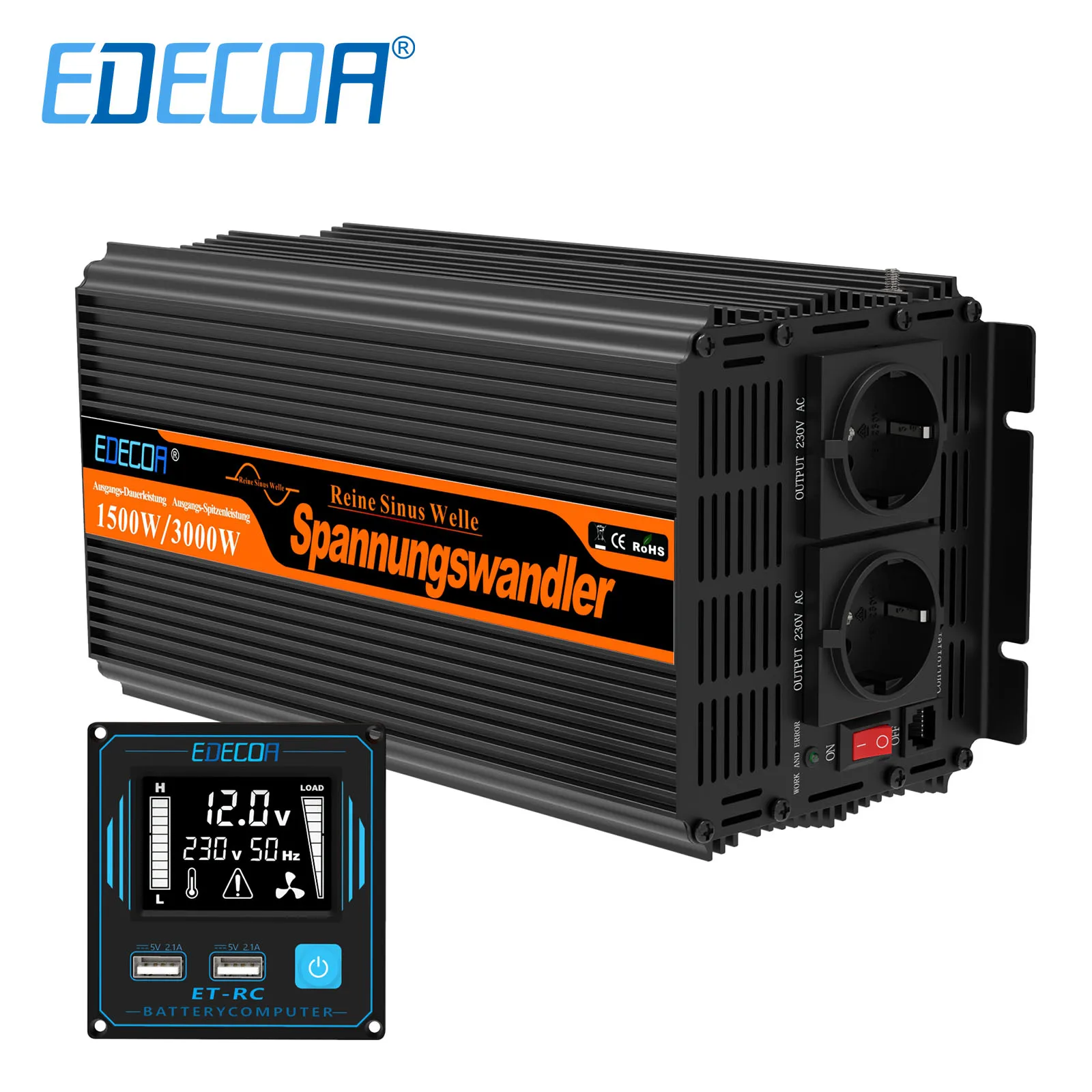 Inversor 12V 220V 1500W 2000W 2500W 3500W Convertidor De Potencia De Onda Sinusoidal Pura Dc 12V A Ac 230V Inversor De Onda Pura Fuera De La Red — -33%, 93.43€ Coupon, from 189.69€ – 33% descuento – €189.69