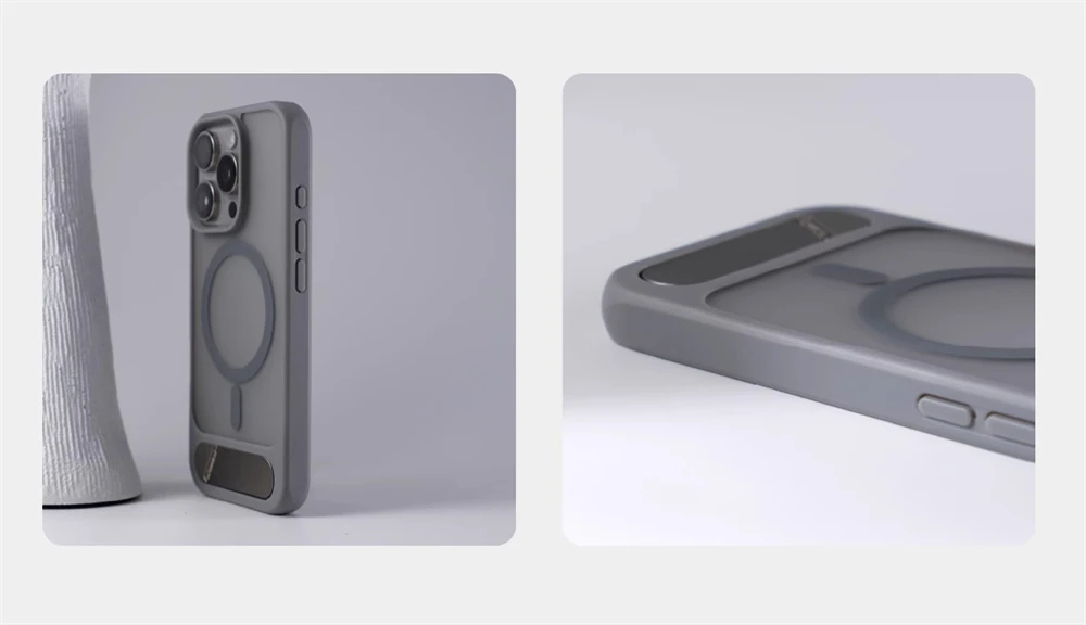 Unsichtbarer Metallständer Magnetische Stoßfängerhülle für iPhone 18 17 16 Pro Max 15 14 13 Pro für MagSafe Kabelloses Laden Stoßfeste Abdeckung – Detail 7