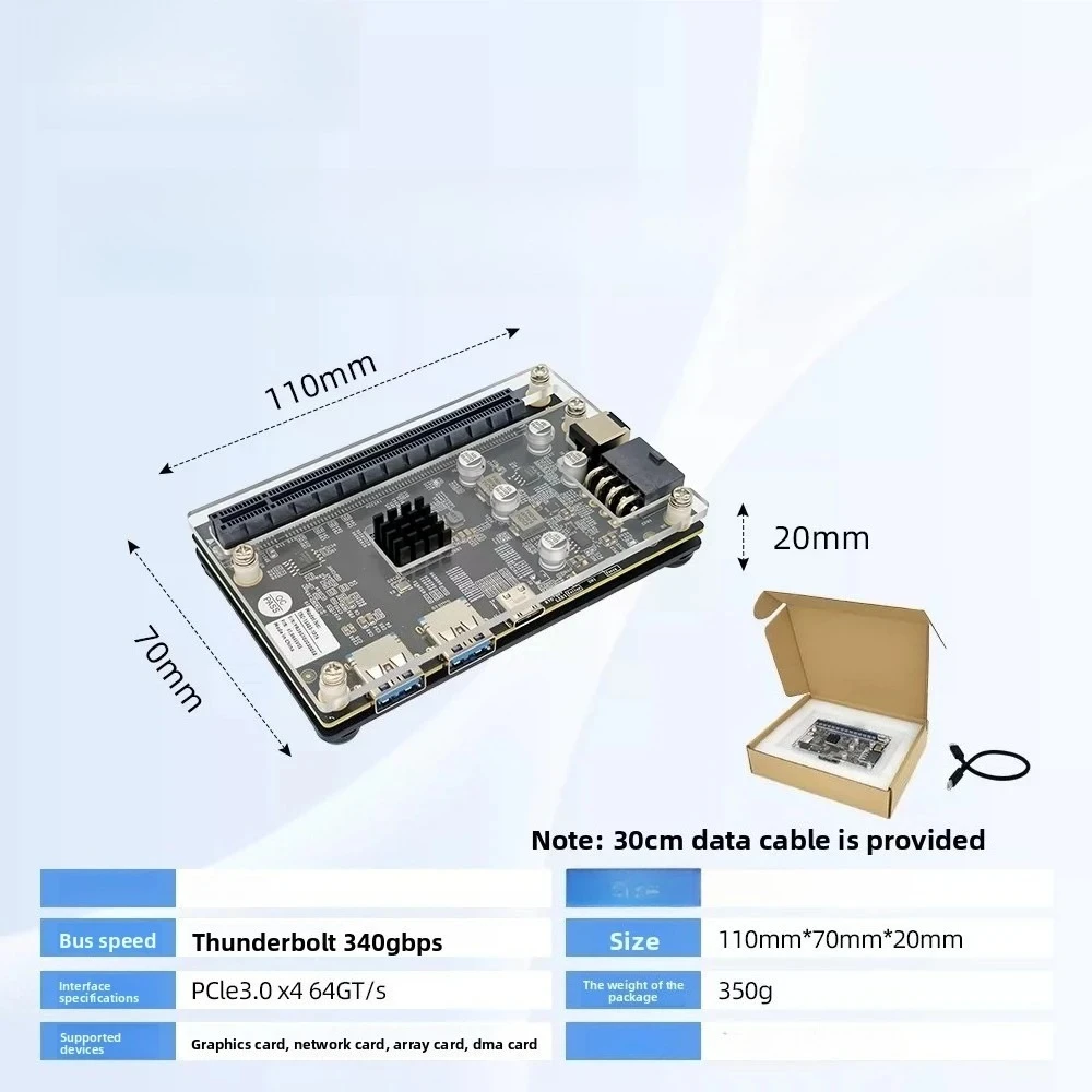 USB4 eGPU Dock for Laptop/Handheld, 100W PD, 4K/8K HDMI+DP, TB3/4 Compatible