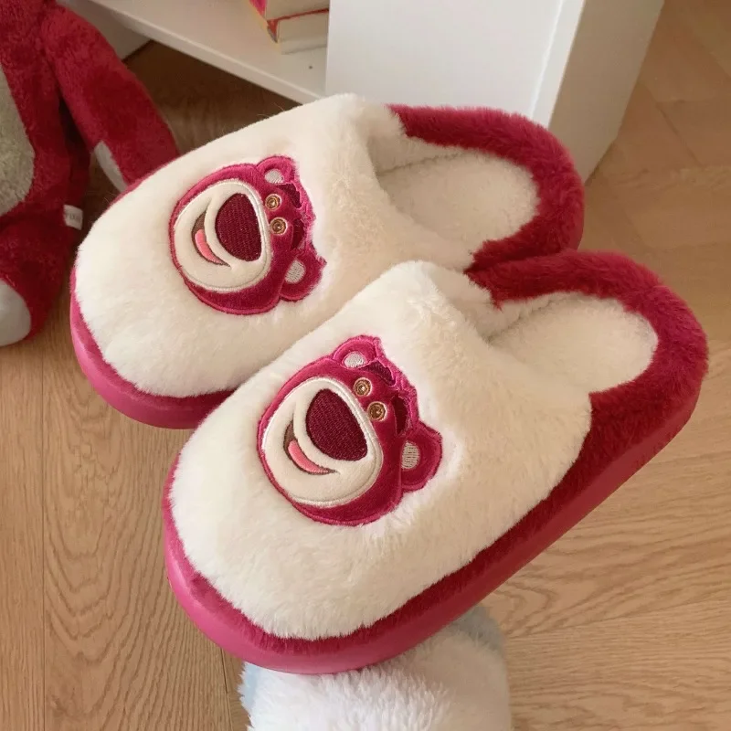 Cartoon Disney Lotso cute men and women winter soft, comfortable, non-slip, skin-friendly and warm home couple cotton slippers