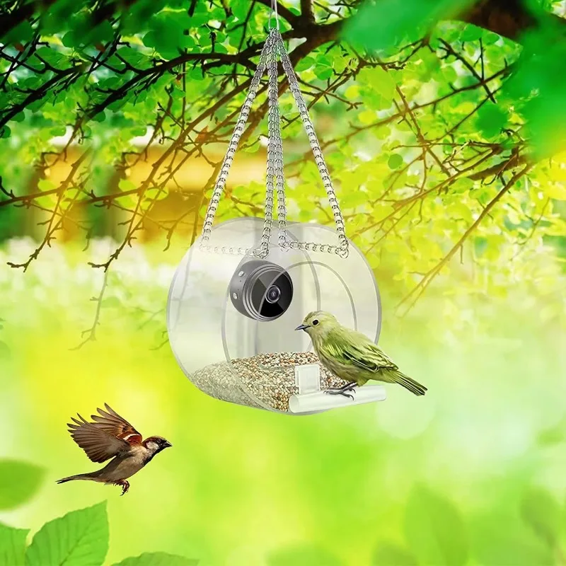 Smart Bird Feeder with Camera WIFI Connected 1080P Real-timeviewing and Recording USB Charging Mini Camera Small Pet Supplies